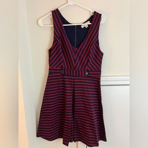 Blue and red stripe monteau medium dress